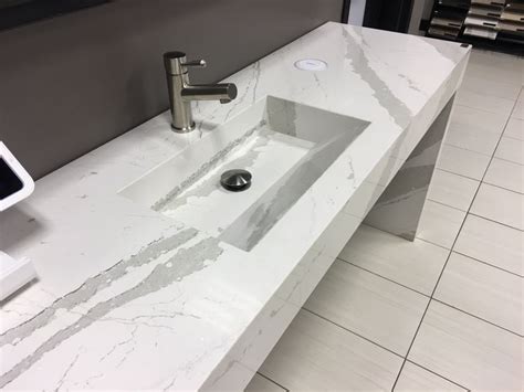 Cambria Brittanicca With Waterfall Edging And An Integrated Sink Countertops Quartz Bathroom