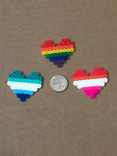 Lgbtq Perler Bead Hearts Etsy Canada Easy Perler Beads Ideas