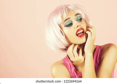 Fashion Model Naked Body Red Lips Stock Photo Edit Now