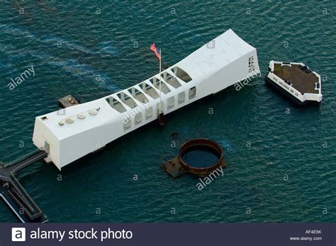 Aerial View Of The Uss Arizona Memorial Pearl Harbor Honolulu Oahu