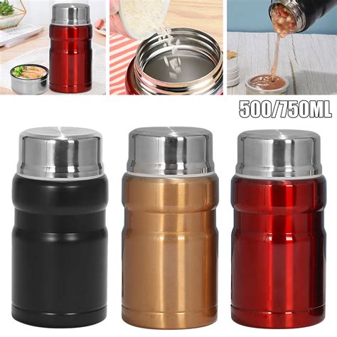 Vacuum Insulated Food Jar Stainless Steel Food Flask Soup Thermos With Folding Spoon For Hot