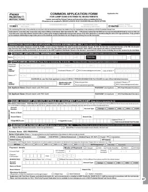 Fillable Online Common Application Form For Lump Sum Systematic