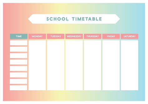 School Timetable School Timetable School Timetable Template