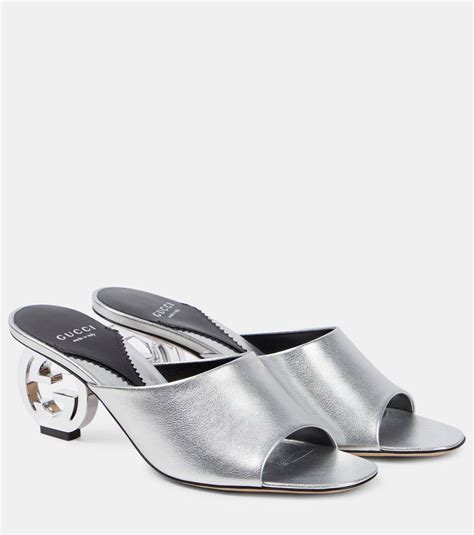 Gucci Bella Metallic Leather Mules Gucci