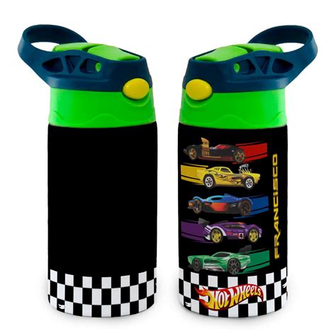 Garrafa Hot Wheels Carros Térmica Bico de Silicone Infantil