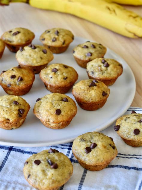 Mini Banana Chocolate Chip Muffins Easy Recipe Simple Desserts