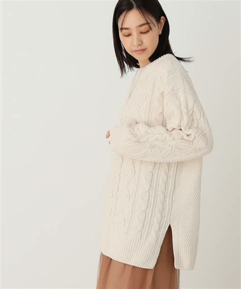 ケーブルチュニック丈ニット/手洗い可（ニット/セーター） | THE SHOP TK(Women)（ザショップティーケー）| ワールド ...