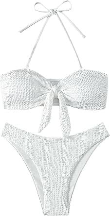 Amazon SOLY HUX Bikini Sets For Women Knot Front Halter Tie Back Bathing Suits Two Piece