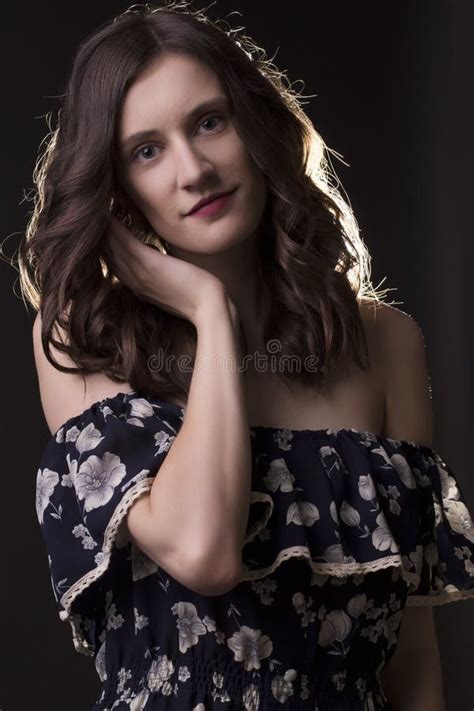 Smiling Brunette Model With Naked Shoulders Stock Image Image Of Naked Person