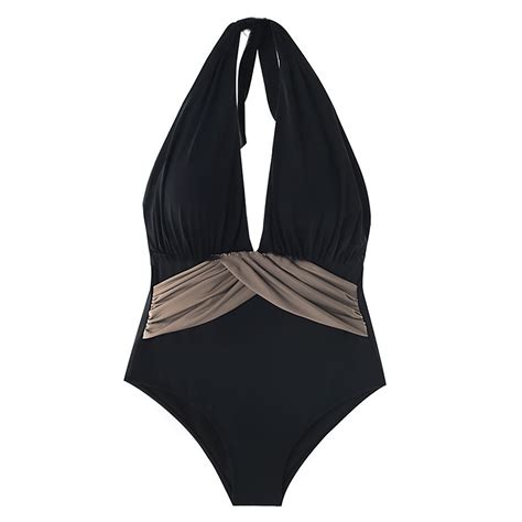 Loasebue Women S Piece Bathing Suits Halter Ring Bikini Set Black M