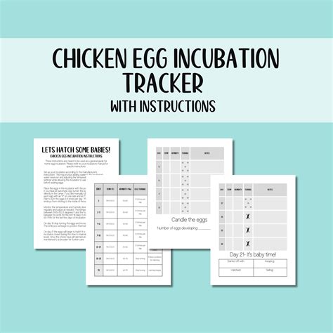 Chicken Egg Incubation Tracker Hatching Egg Log Egg Hatching Tracker Incubation Log