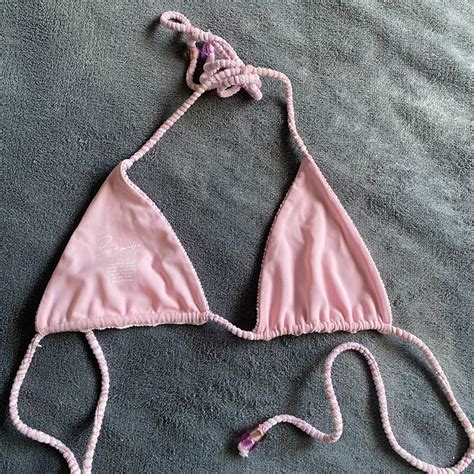 Pink Bamba Halter Triangle Bikini Top Only Worn Depop