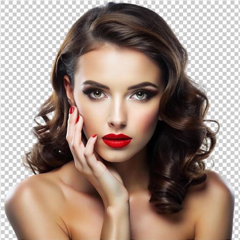 Glamour And Gorgeous Brunette Touching Her Face Png Premium Ai Generated Psd