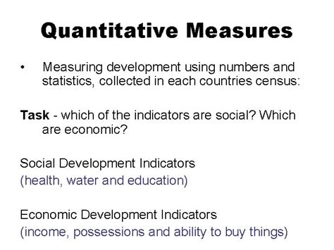 measuring development quantitative measures measuring development
