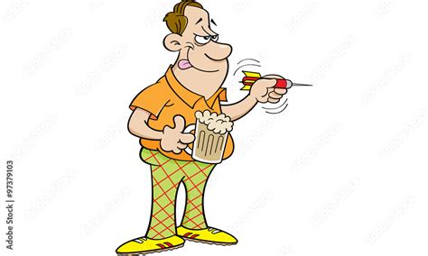 Cartoon Illustration Of A Man Throwing A Dart Stock Vector Adobe Stock