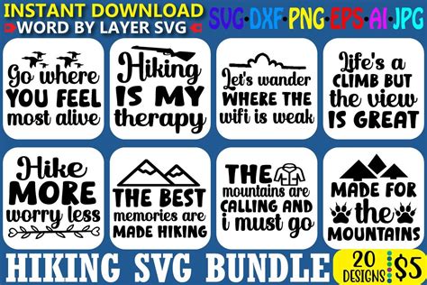 Hiking Svg Bundle Vol Bundle Creative Fabrica