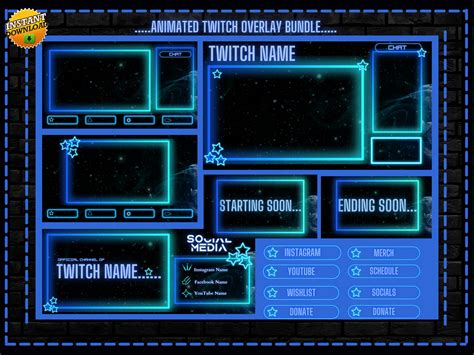 Stream Overlay Package Animated Neon Twitch Overlay Twitch Etsy Canada