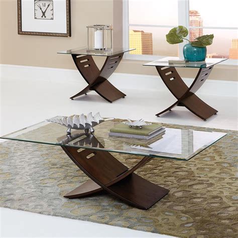 Steve Silver 3 Piece Glass Coffee Table Set In Espresso Oak Walmart Canada