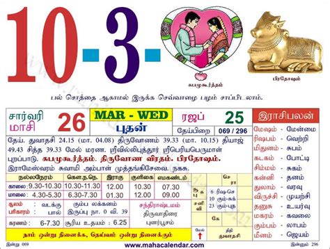 Tamil Monthly Calendar March Wedding