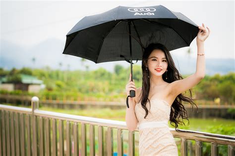 K K Asian Bokeh Brunette Girl Glance Hands Dress Hd Wallpaper