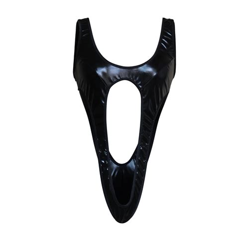 Mifelio Sexy Lingerie For Women Women S Sexy Faux Leather Lingerie Deep V Neck Backless Pu