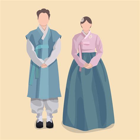 Men And Women In Beautiful Korean Traditional Clothes Hanbok