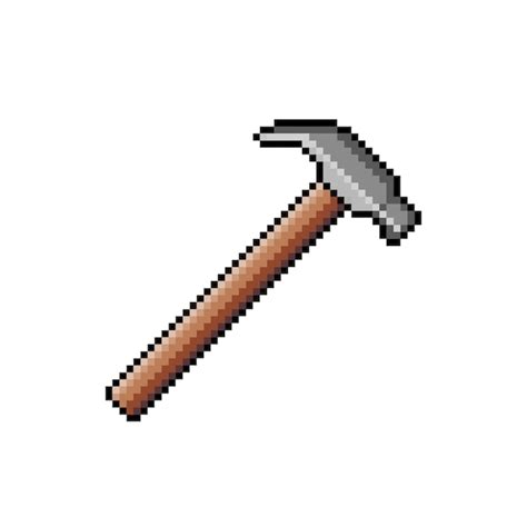 Uma Pixel Art De Um Martelo Cabo De Madeira PSD Premium