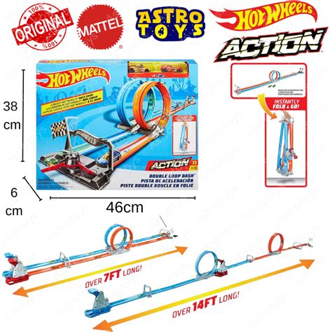 Jual Track Hot Wheels Double Loop Dash Foldable Up To Cm Mainan Anak Trek Lintasan Jalan