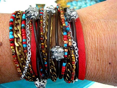 Boho Chic Endless Leather Wrap Chunky Beaded Door Leatherdiva Lederen