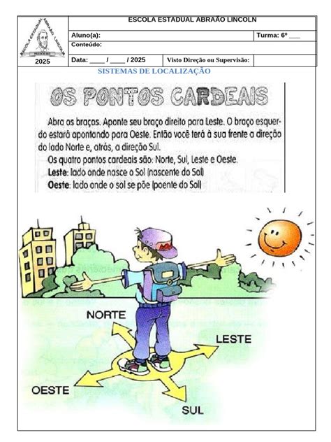 Atividades de Pontos Cardeais para 6º Ano | PDF