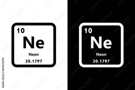 Neon, Ne, chemical periodic element icon. The chemical element of the ...