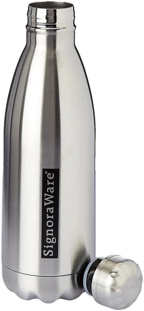 Signoraware Stainless Steel Aqualene Vacuum Steel Cola Hot And Cold Bottle With Bag Ml At