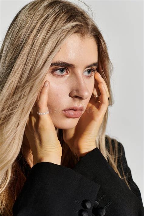 Blonde Woman Showcasing Elegance And Style Stock Photo Image Of