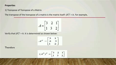 Matrices Transpose Of A Matrix Youtube