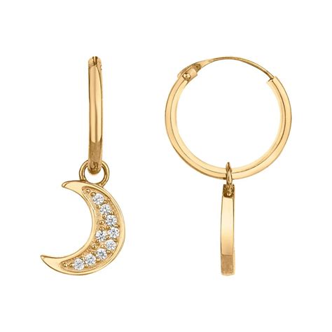 Boucles D Oreilles Femme Cr Oles Lunes Plaque Or Jaune Et Oxydes