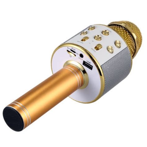 Портативный микрофон Wster караоке с динамиком WS-858 золотой плюс ...