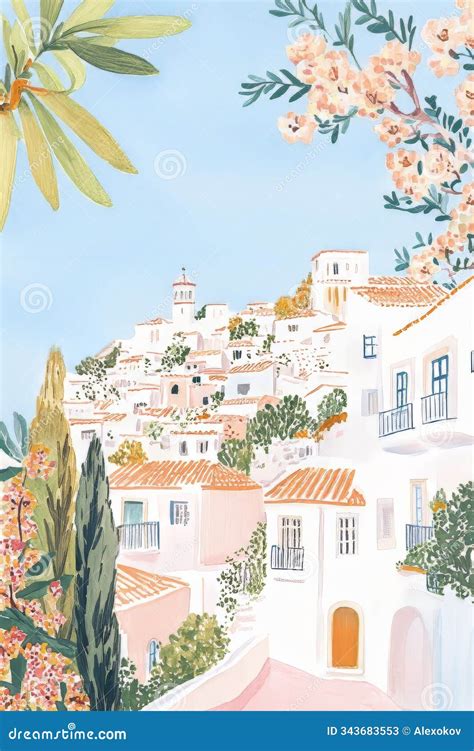 Gouache Illustration Of Algeria Sunny Morning Detailed Soft Pastel