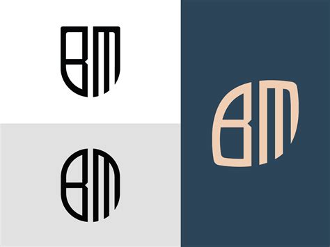 Creative Initial Letters Bm Logo Designs Bundle Vector Art At