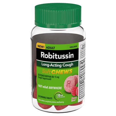 Robitussin Adult Long Acting Cough Chewable Tablets - Berry - Shop