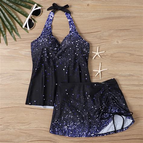 Women S Sexy Strapless Bikini Lace Up Skirt Swimsuit Two Piece Beach Resort Dazzling Printed