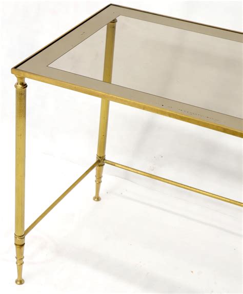 Set Of 3 Brass Mirrored Border Glass Tops Nesting Stacking Tables For