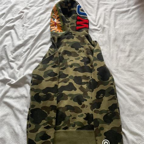 Male Camo Green Bape Hoodie Depop