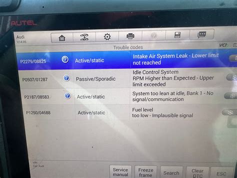 Help Pls Fault Codes P2279 P0507 P2187 Audiworld Forums