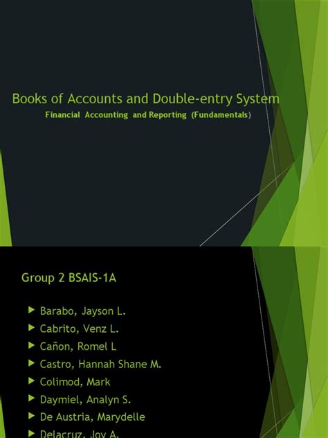 Books Of Accounts And Double Entry Sytem Bsais 1a Group 2 Pdf