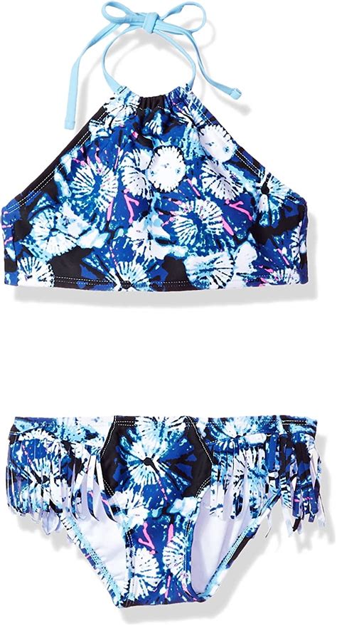 Kanu Surf Girls Mahina Upf Beach Sport Halter Bikini Piece Swimsuit Okana Blue