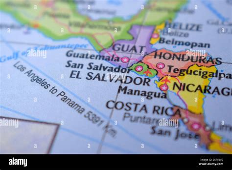 El Salvador Travel Concept Country Name On The Political World Map Very