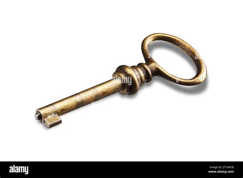 Old Gold Key On White Stock Photo Alamy