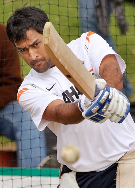Mahendra Singh Dhoni Concentrates Hard At The Nets