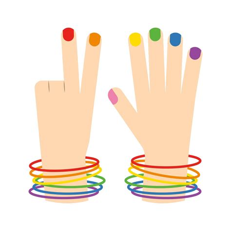 Illustration of hands with painted nails and bracelets in the symbolic