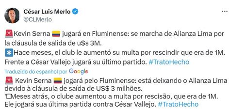 Serna é do Fluminense crava jornalista que revela valor da compra